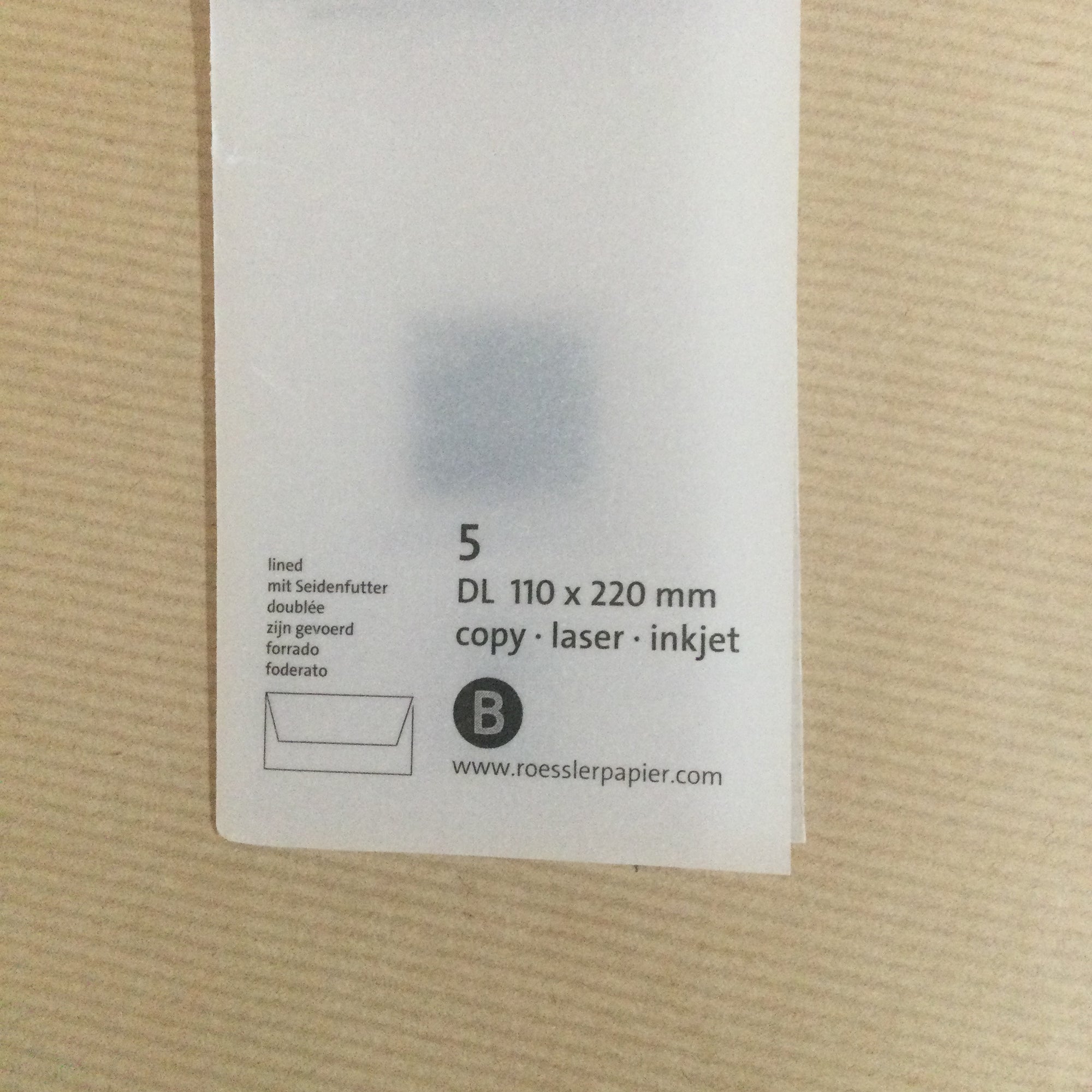 Rossler Papier - Coloured evelopes - pack of 1