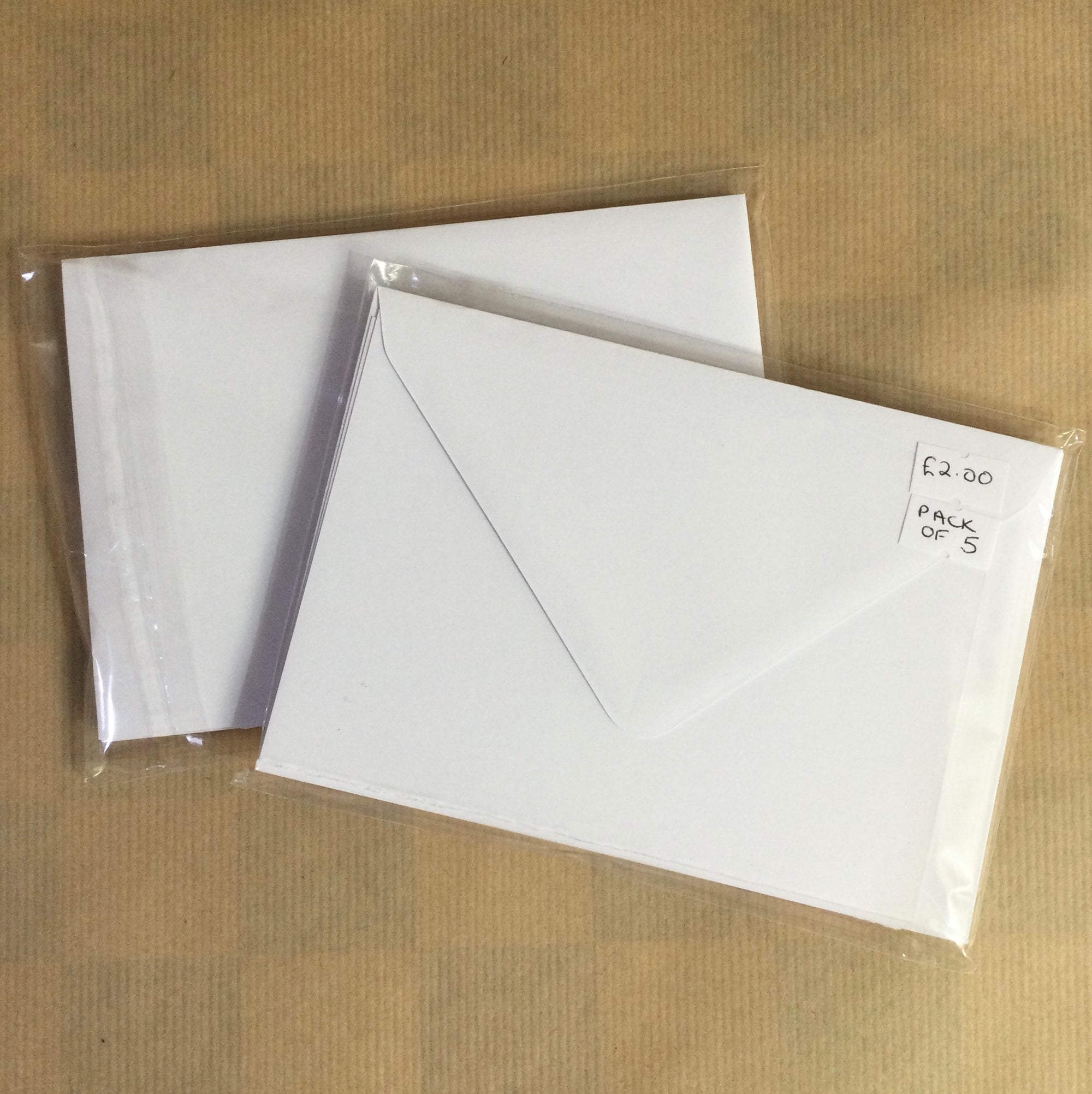 5 Blank white cards + envelopes