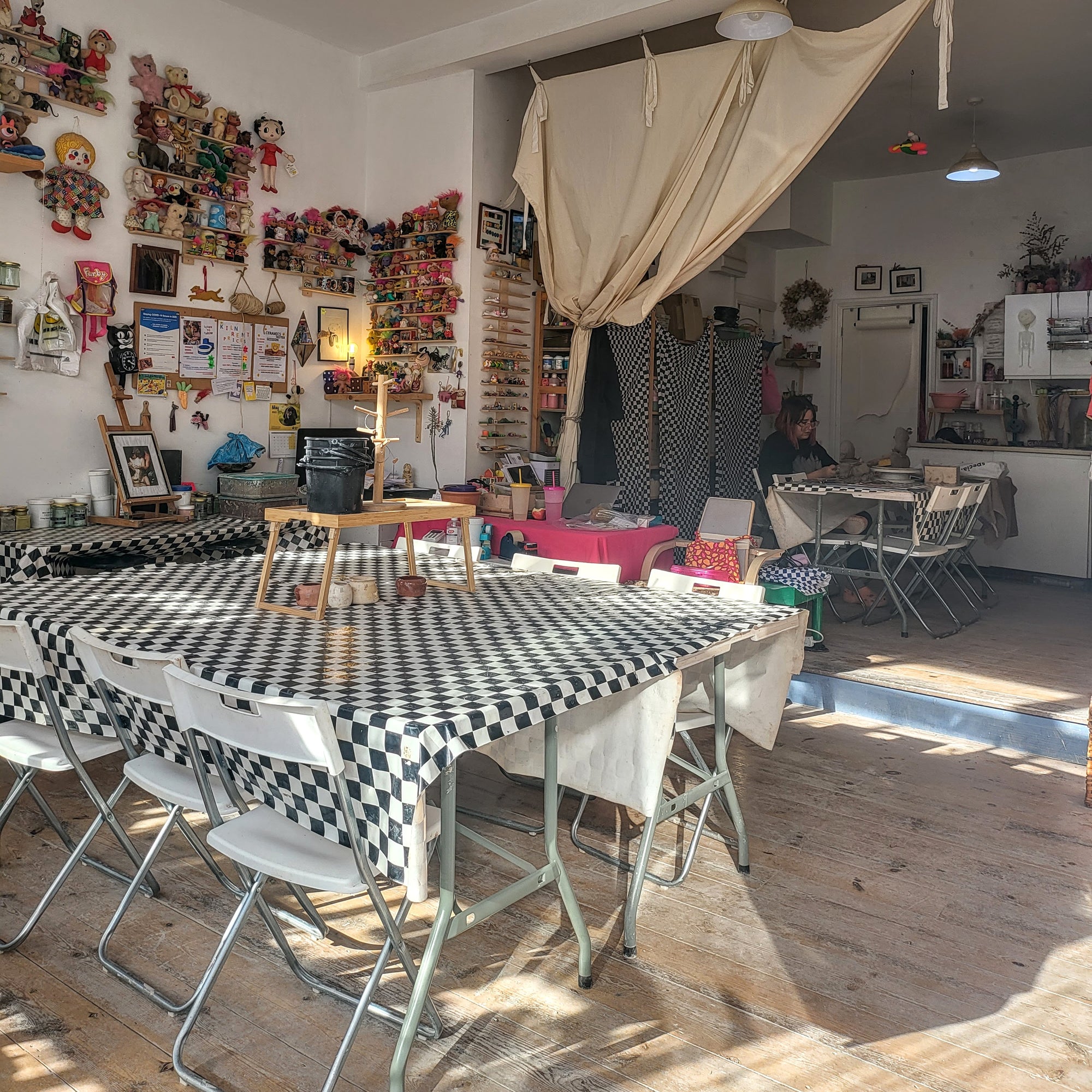 Wide angle shot of the ceramics workspace and supply shop at Trylla Bristol