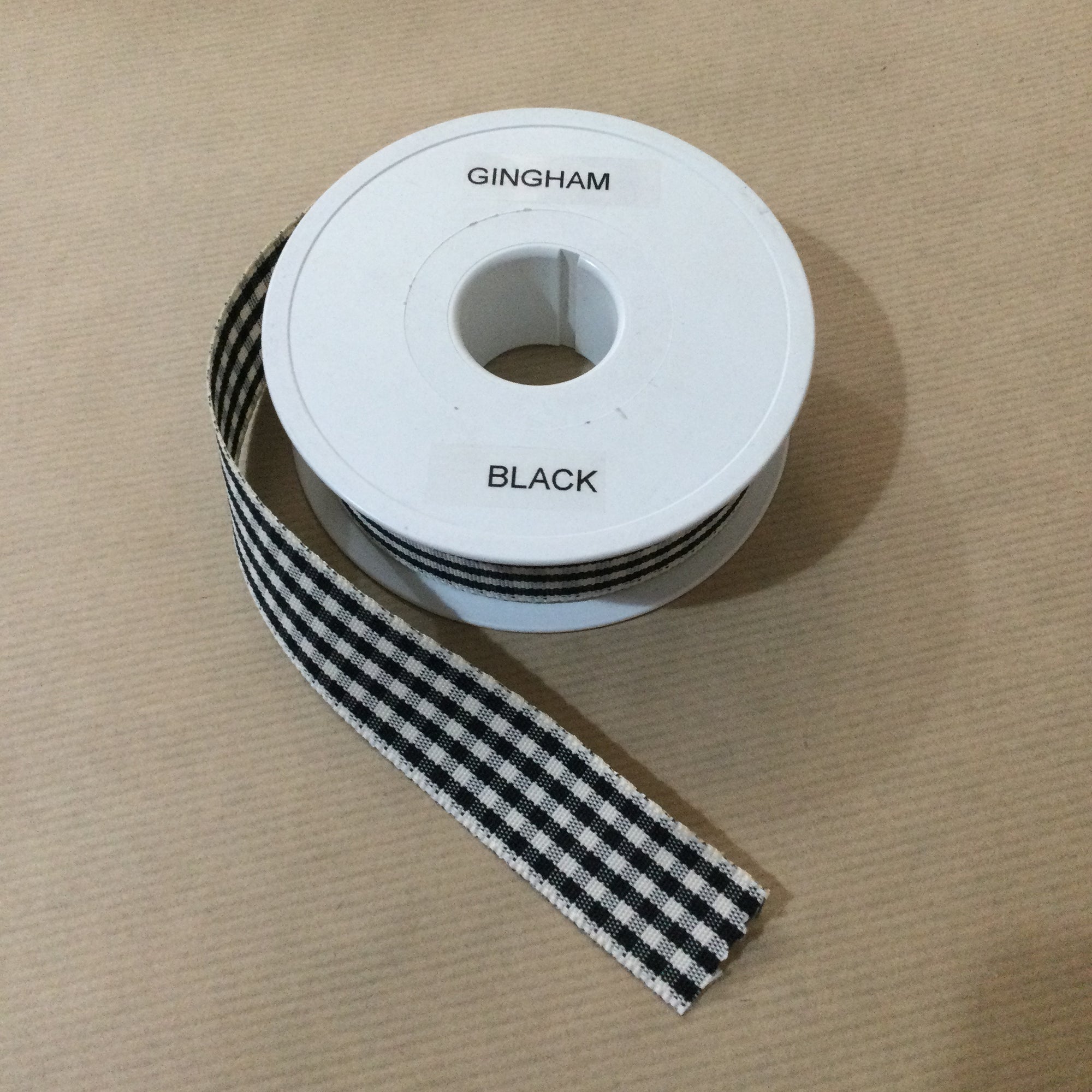 Gingham Ribbon (cut to length) - Black