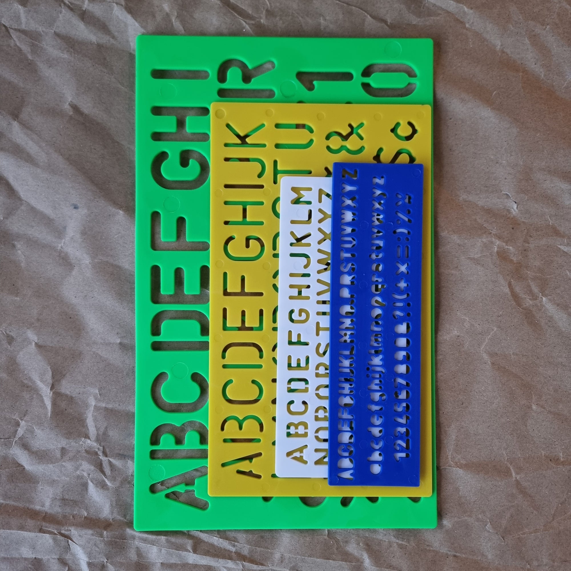 Alphabet stencils Sans serif style