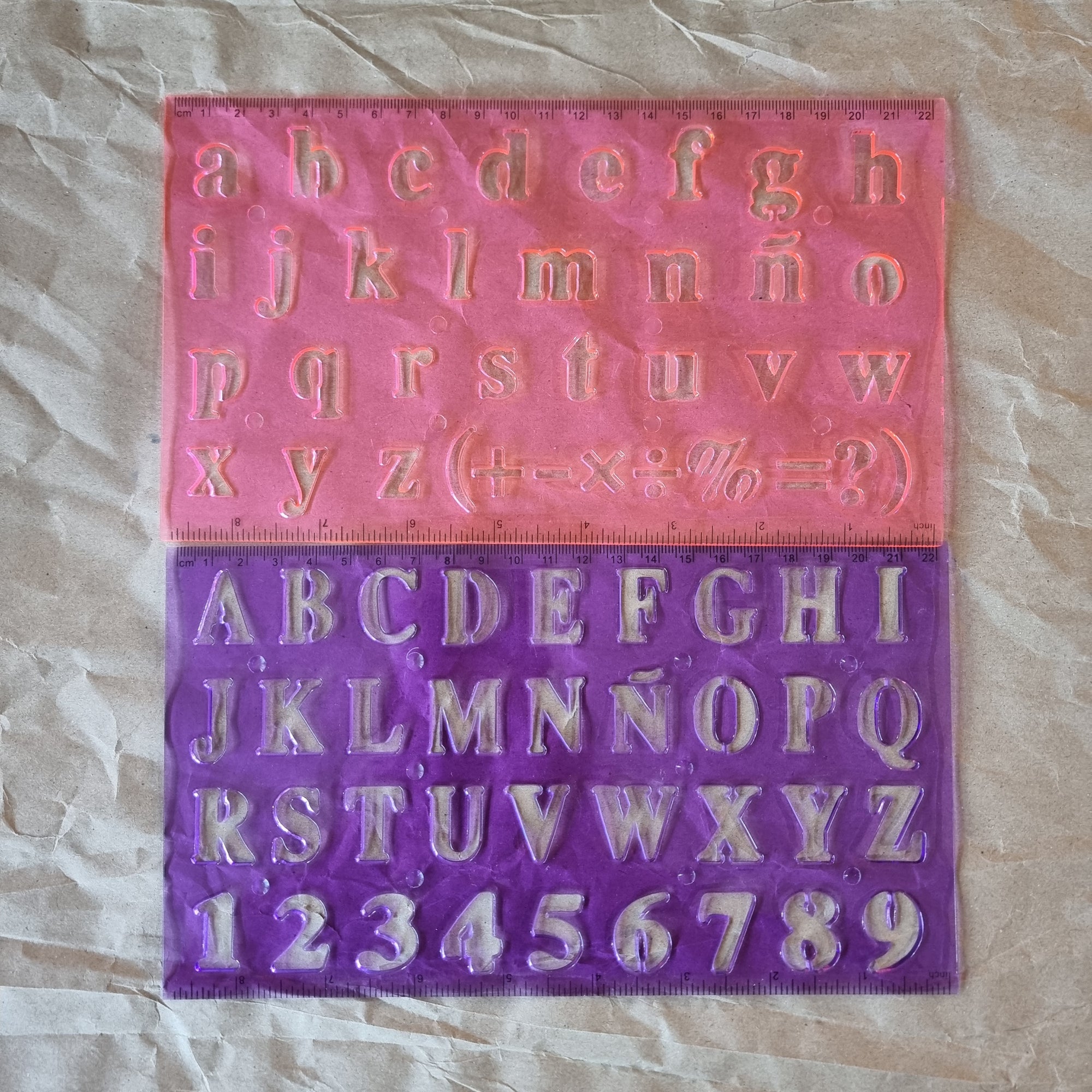 Alphabet stencil Serif style