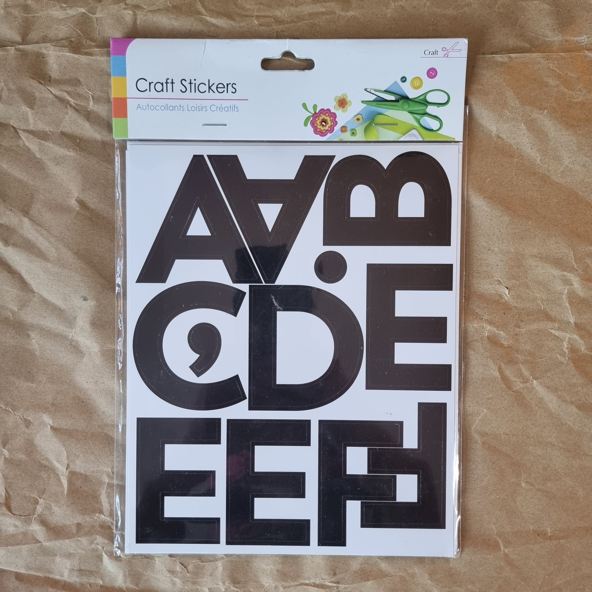 Large Black Alphabet stickers - 65mm