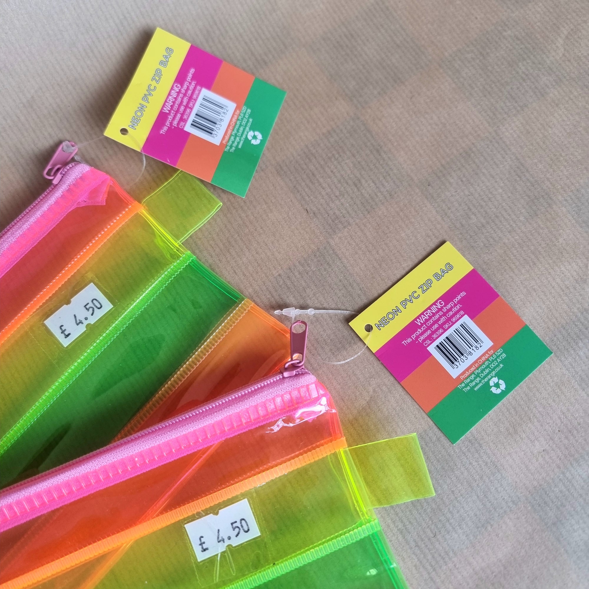 Striped Transparent Neon PVC Zip Pencil Case