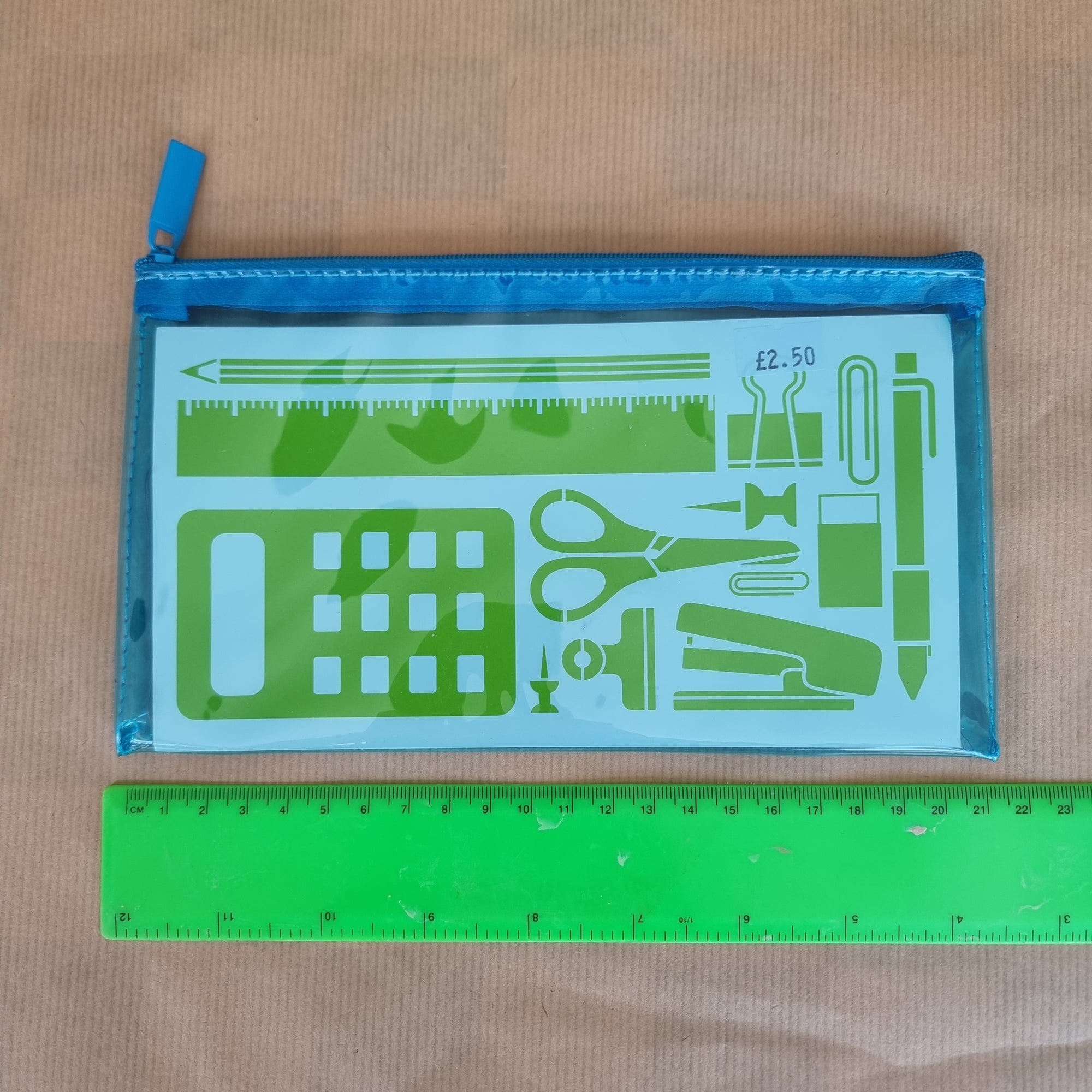 Transparent Blue PVC Zip Pencil Case