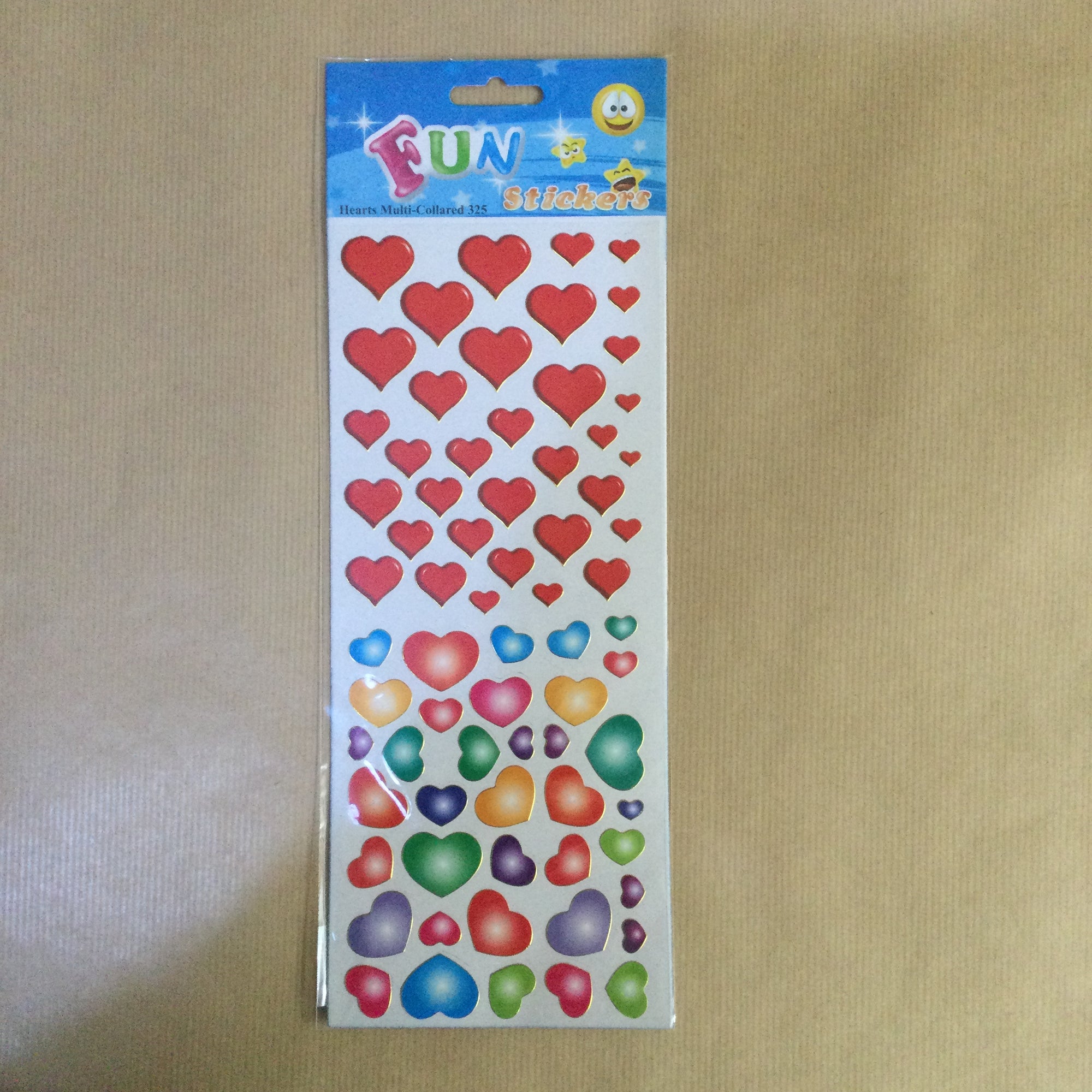 Fun Stickers ~ Red Multi-Coloured Hearts