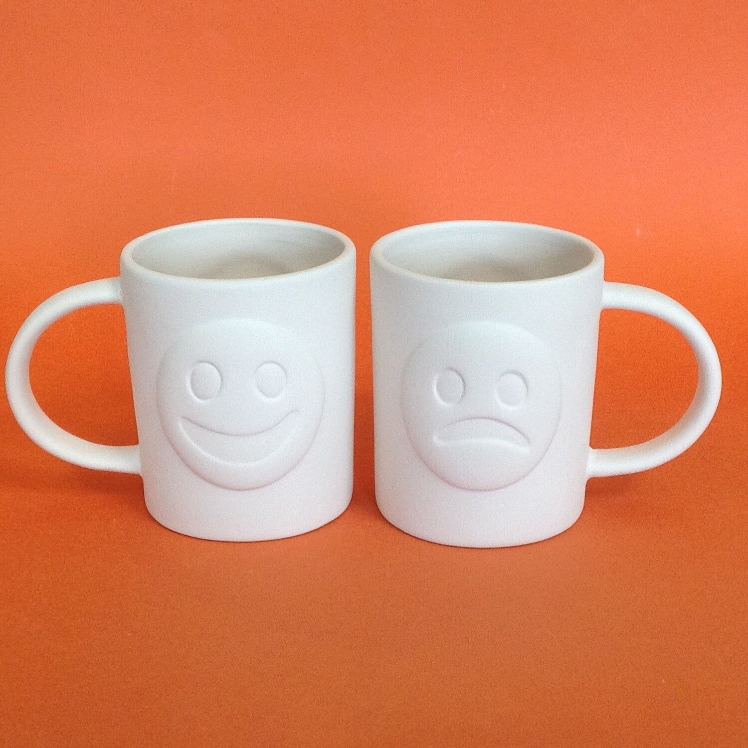 Blank Bisque ~  Happy Sad face mug
