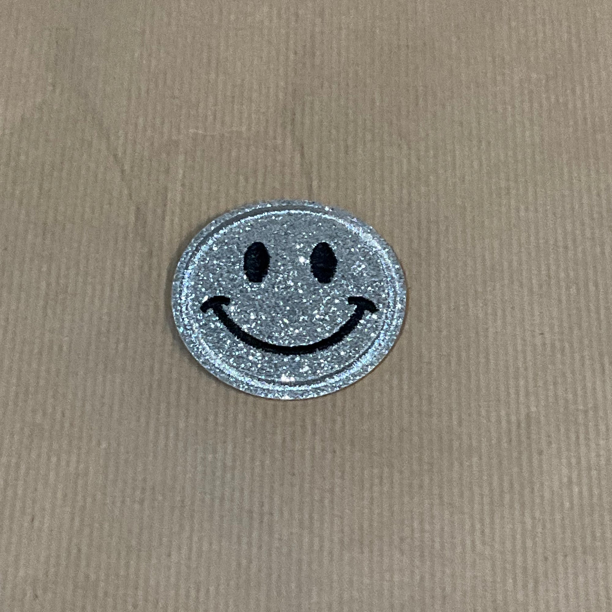 Glittery smiley iron-on patches