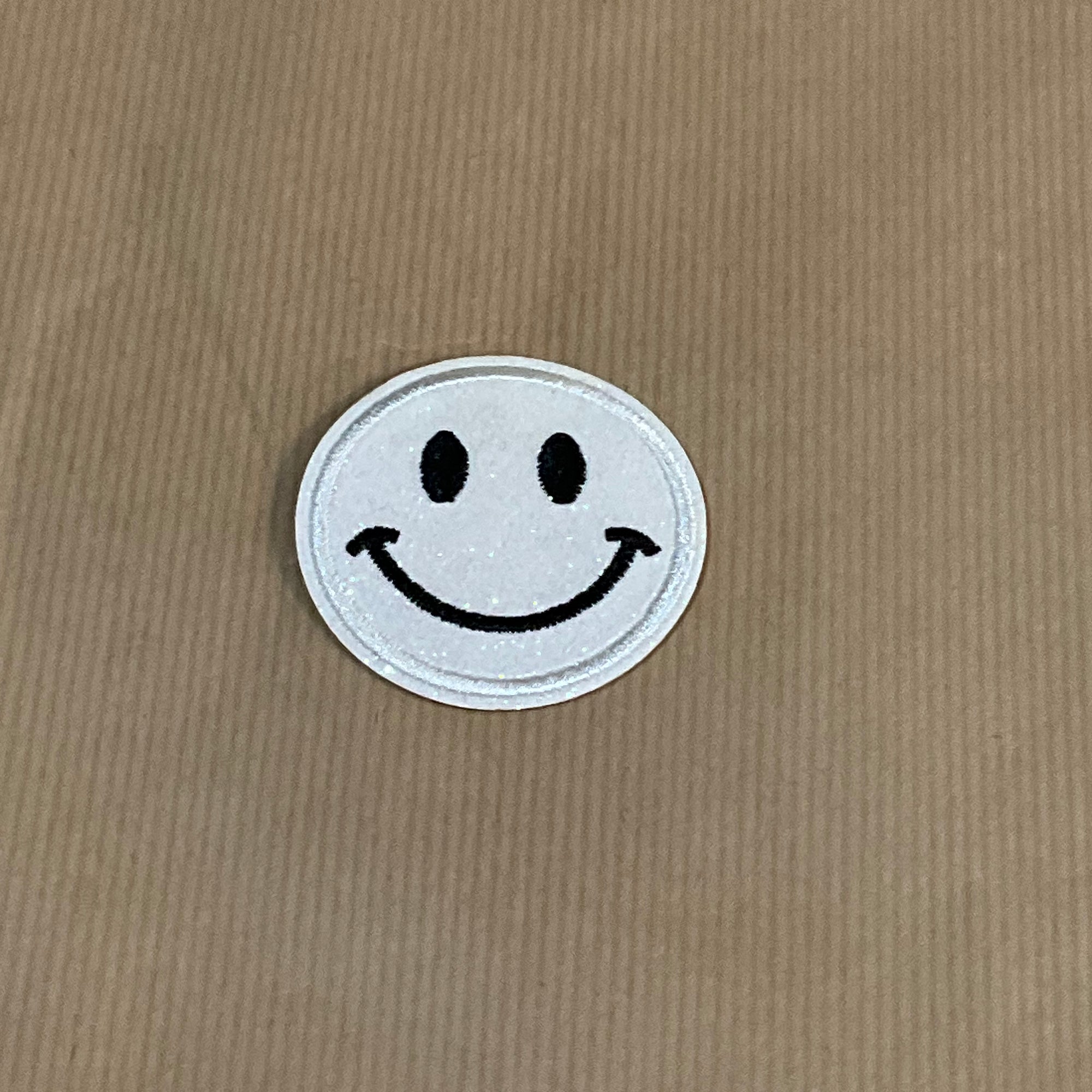 Glittery smiley iron-on patches