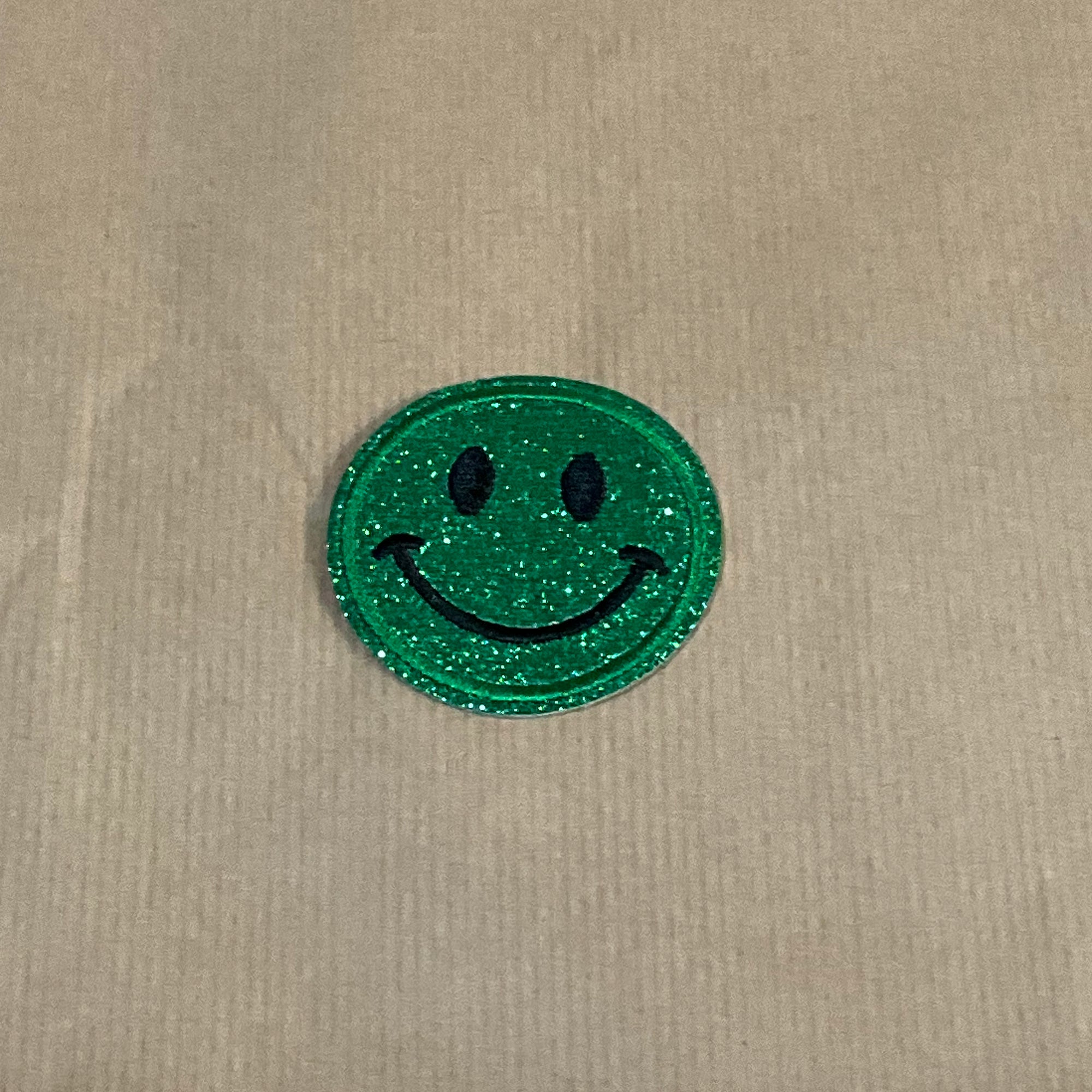 Glittery smiley iron-on patches