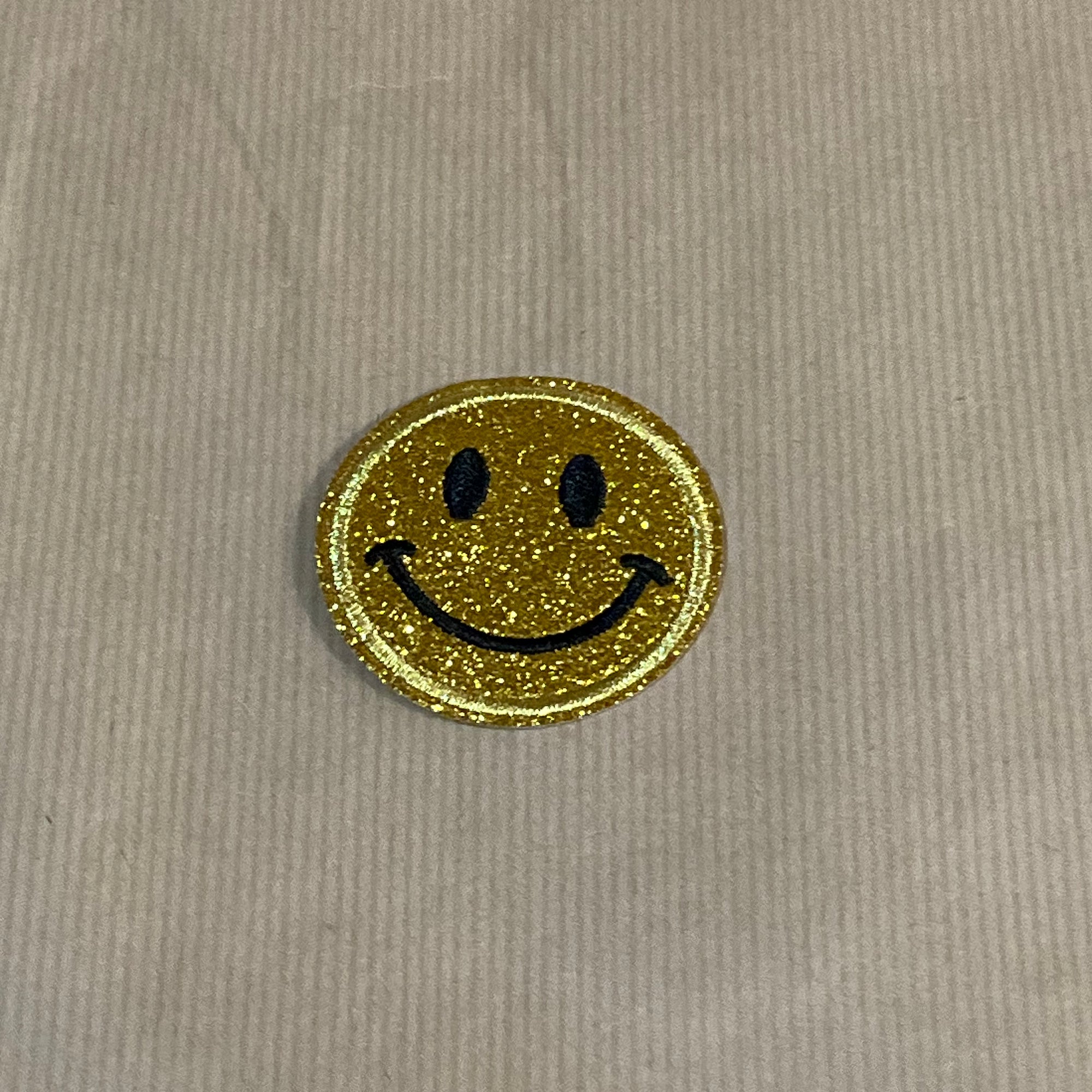 Glittery smiley iron-on patches