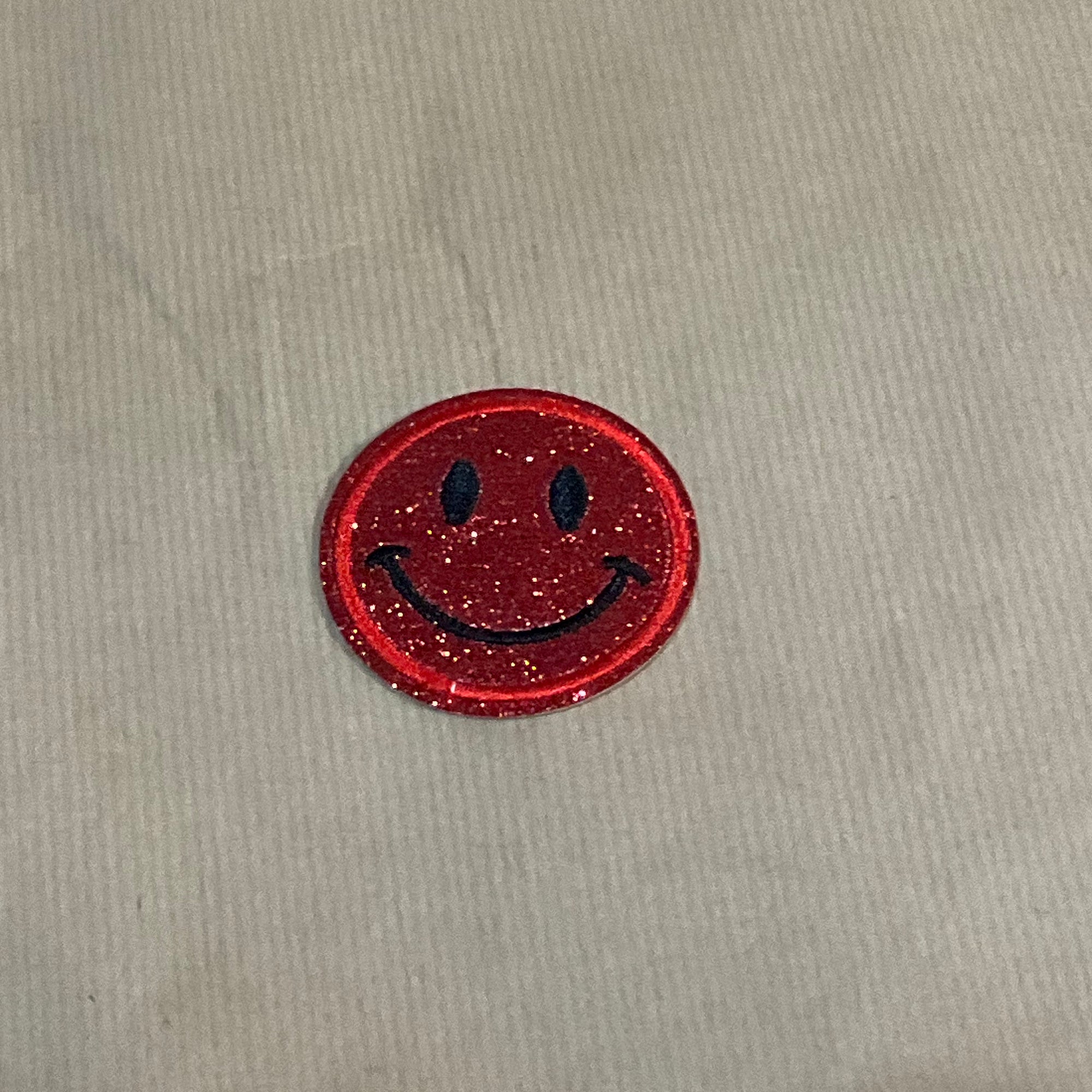 Glittery smiley iron-on patches