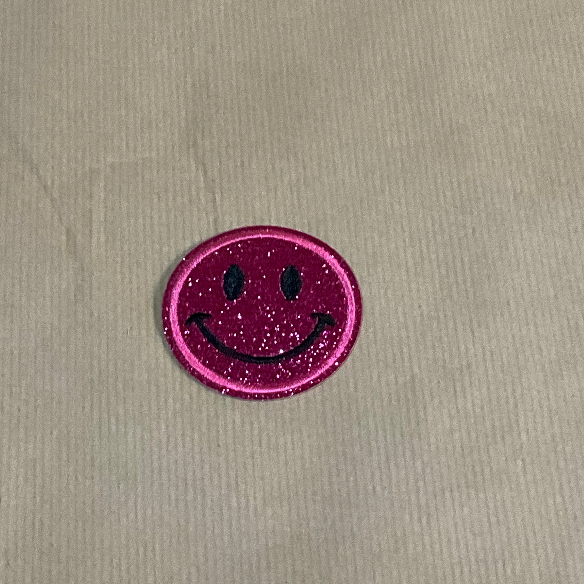 Glittery smiley iron-on patches