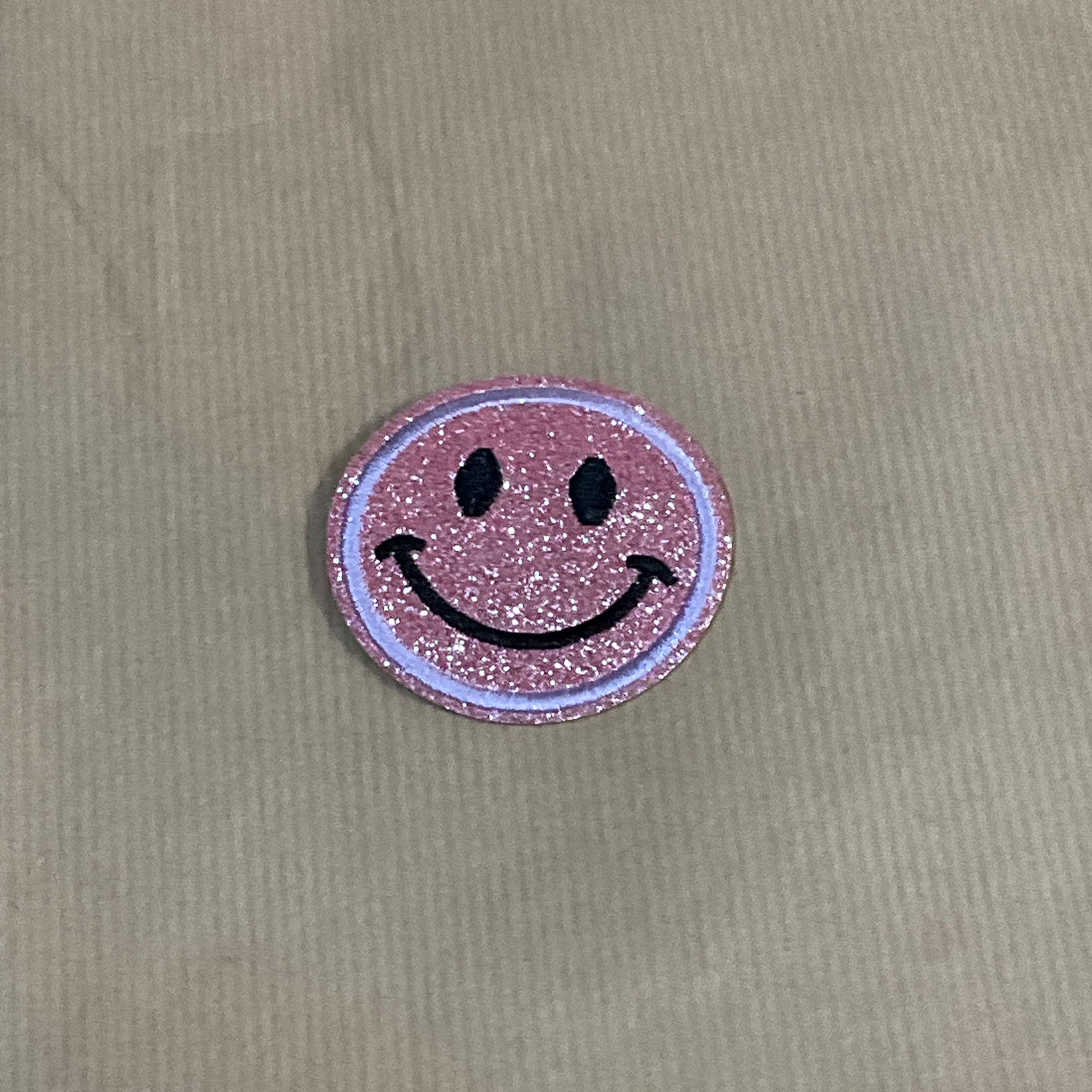 Glittery smiley iron-on patches