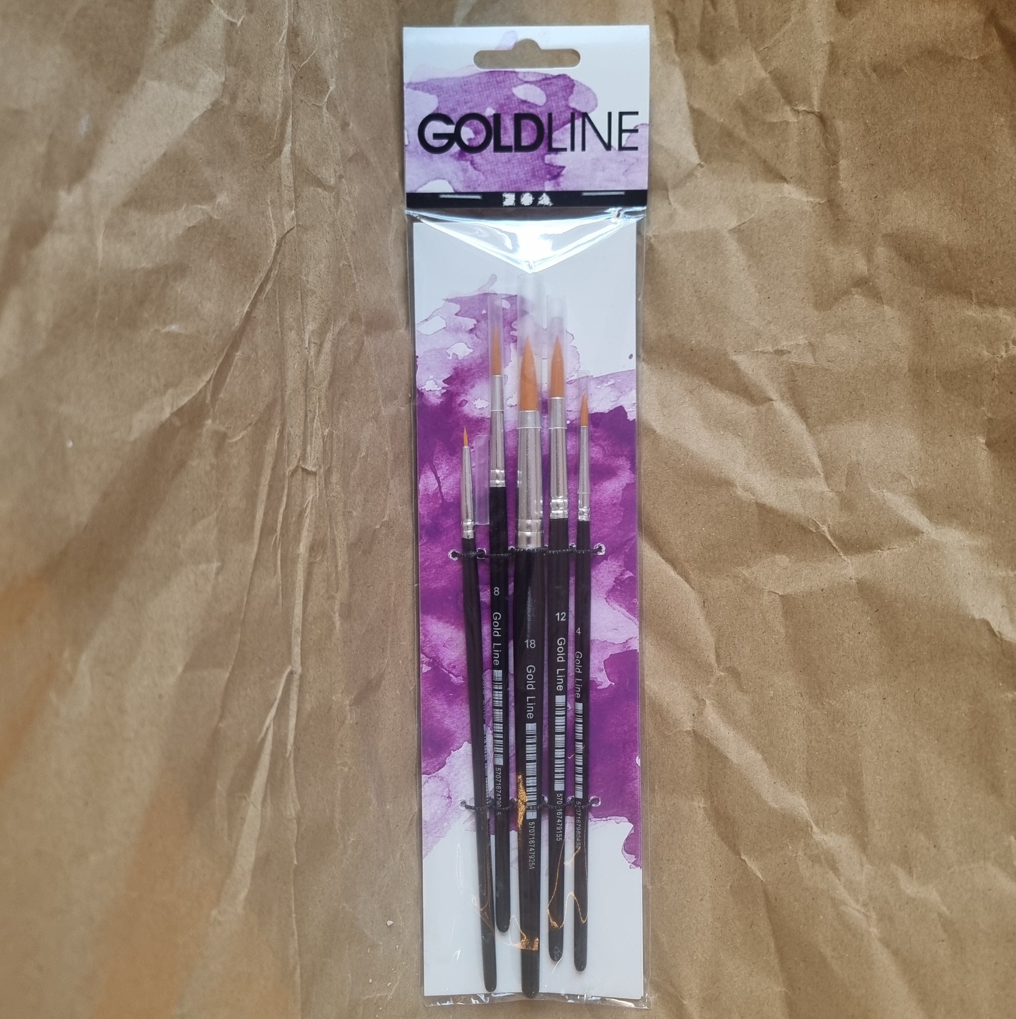 Set of 5 Goldline Paint Brushes