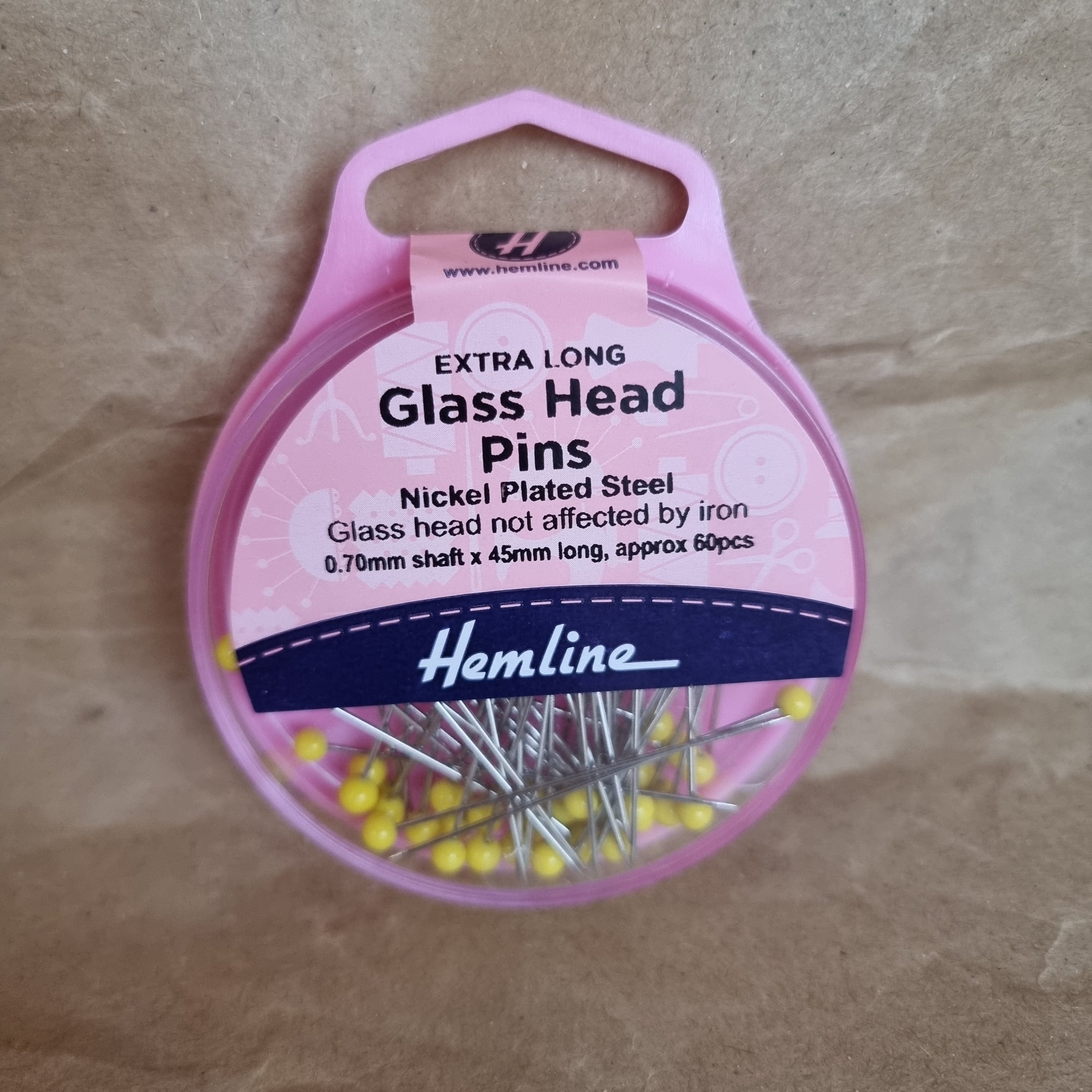 Hemline ~ Glass Head Pins ~ Extra Long