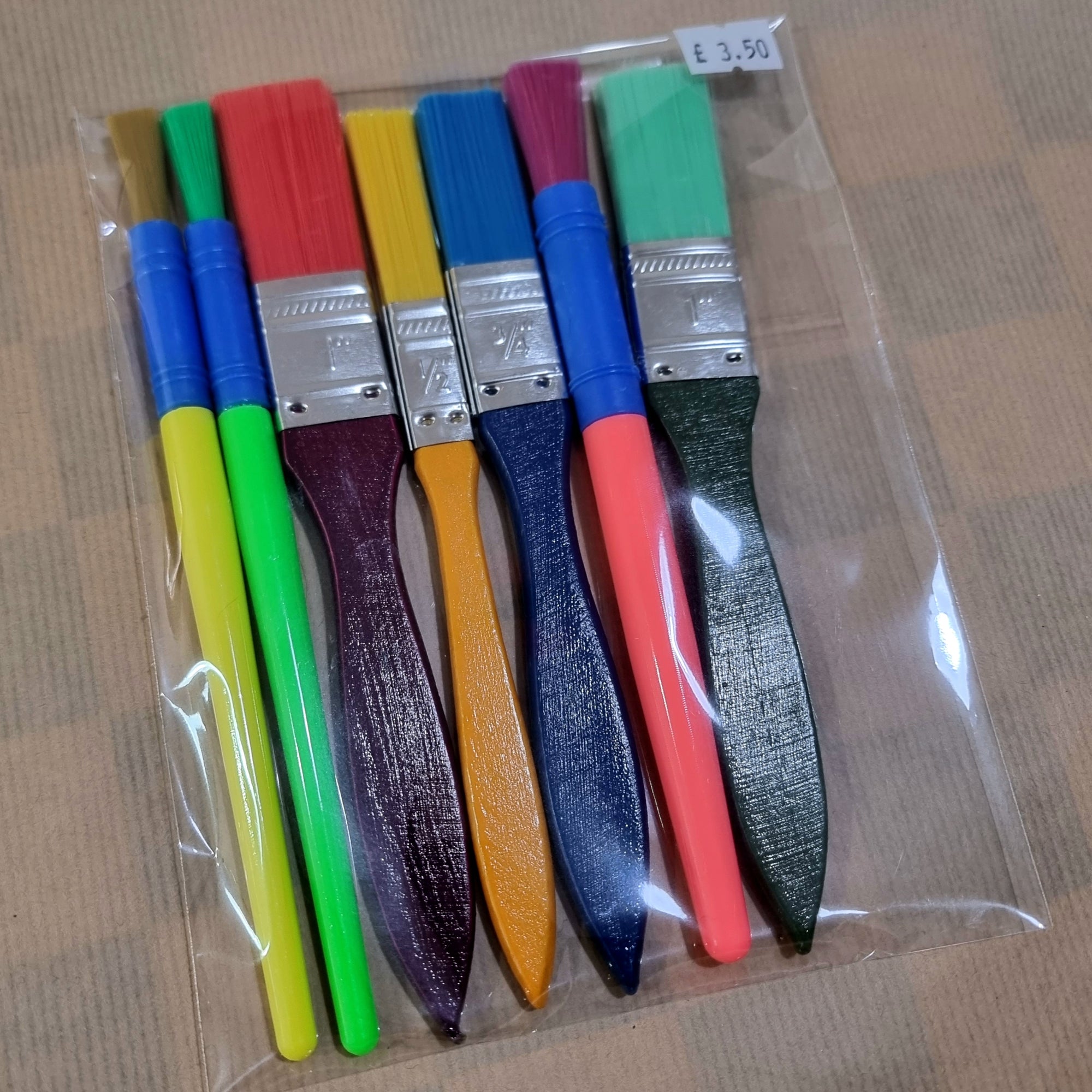Pack of Colourful Wide Paint Brushes