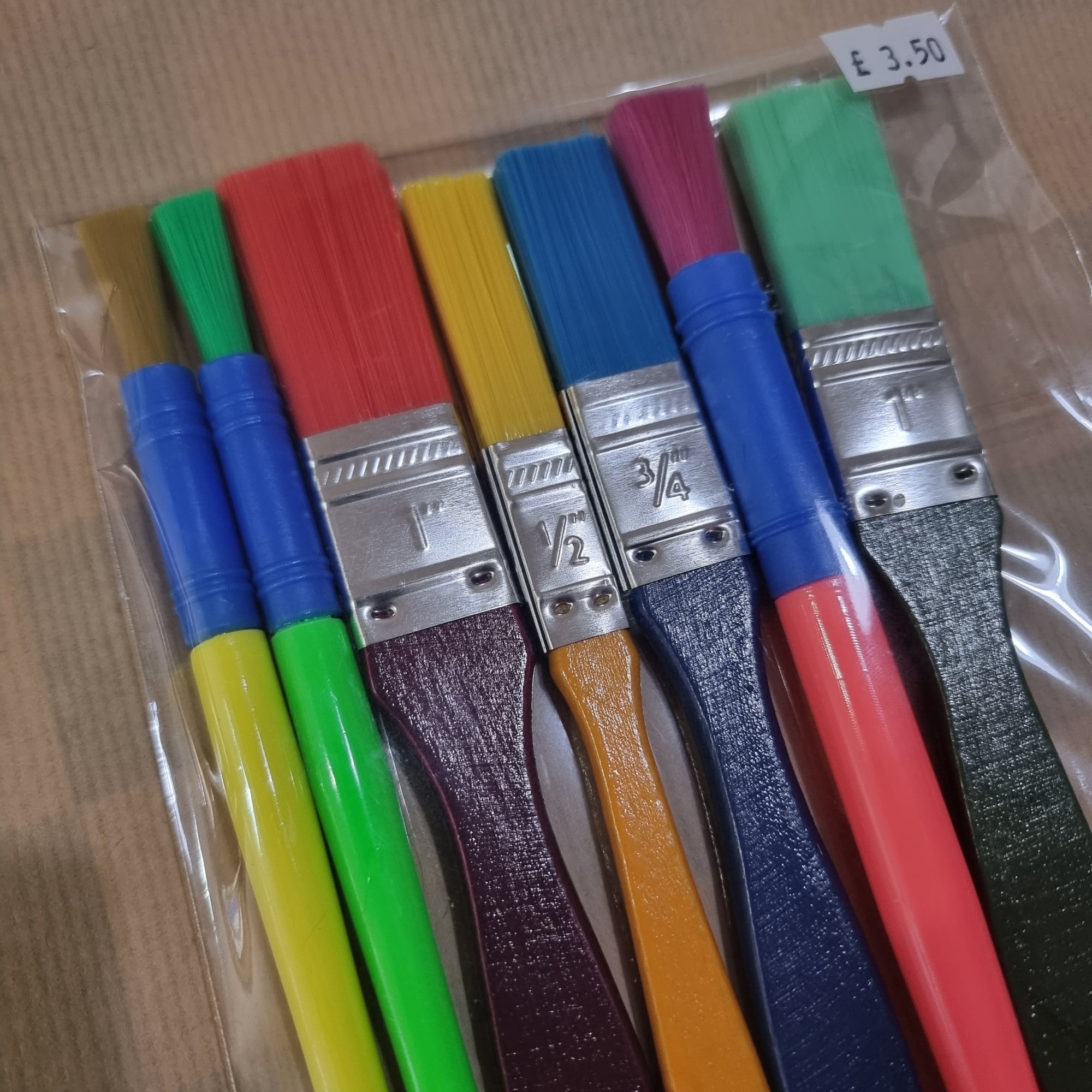 Pack of Colourful Wide Paint Brushes