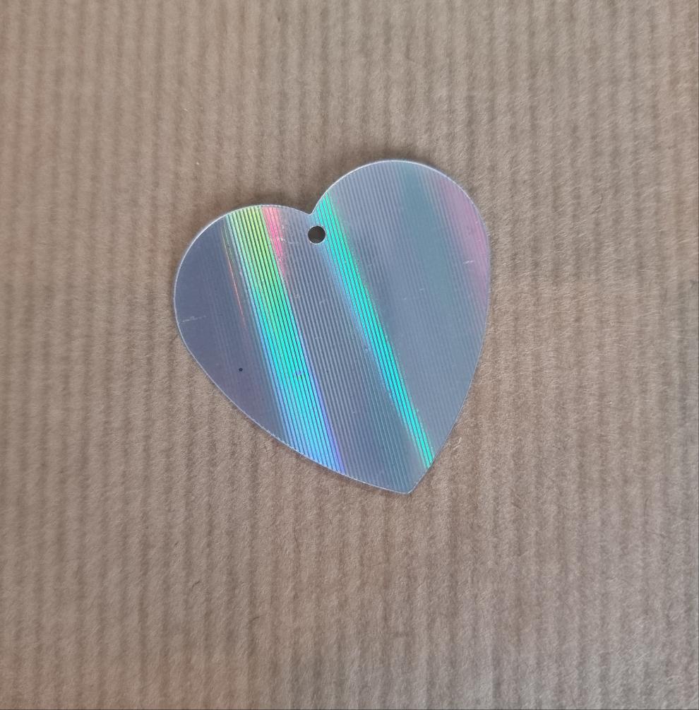 Silver Metallic Iridescent Heart Sequins