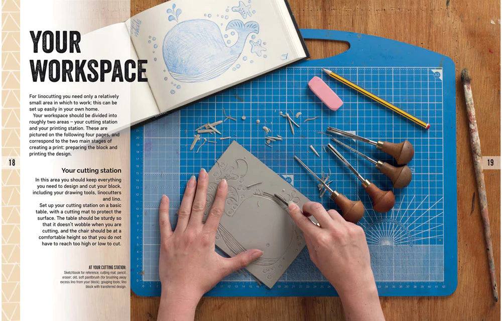 Linocut Library Beginner’s Guide to Linocut Linocutting Book – Trylla